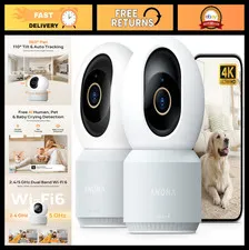 4K UHD Indoor Security Camera 360° Pan-Tilt, Dual-Band Wi-Fi, Auto-Tracking, 2-P