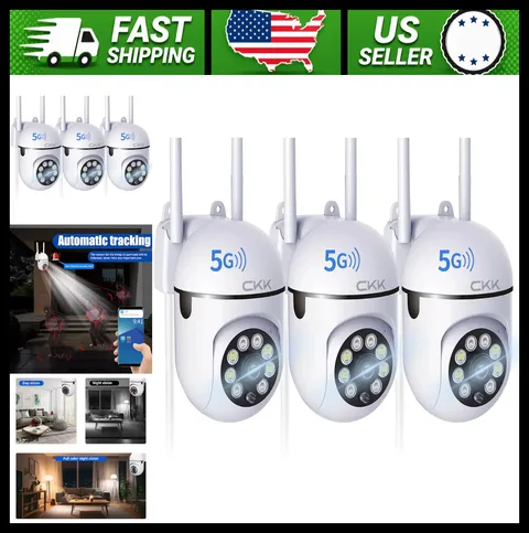 CKK Outdoor WiFi Security Camera 3-Pack 360° Pan/Tilt Color Night Vision