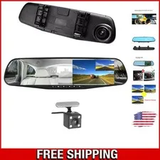 4.3" Dual Lens HD Rear View Mirror Camera with Night Vision for Enhanced Safety