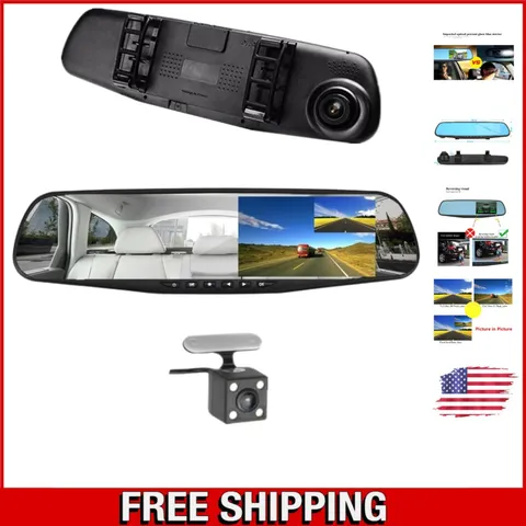 4.3" Dual Lens HD Rear View Mirror Camera with Night Vision for Enhanced Safety