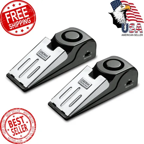 EMDMAK Door Stop Alarm 2 Pack Black