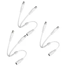 SIOCEN 3 Pack DC Power 1 Female to 2 Male 5.5mm x 2.1mm Supply White