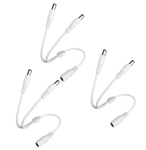 SIOCEN 3 Pack DC Power 1 Female to 2 Male 5.5mm x 2.1mm Supply White