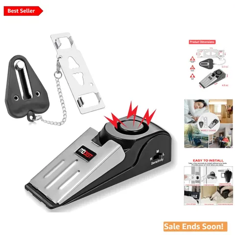 Easy Install Door Stop Alarm with Portable Lock for Enhanced Privacy & Security
