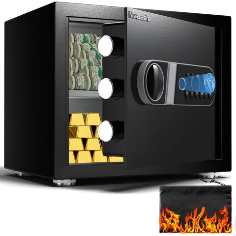 Biometric Safe, Fingerprint Home Safe Box with Fireproof Waterproof Bag & Key...