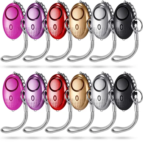 12-Piece Personal Alarm Set, Emergency LED Light Keychain Alarms in 6 Colors ...
