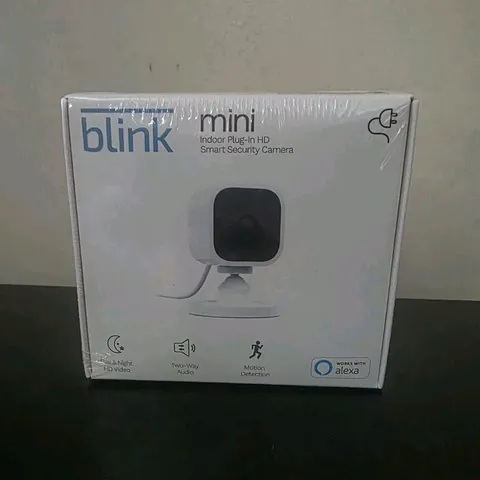 Blink Mini Indoor Plug-In HD Wi-Fi Camera Motion Two-Way Audio Alexa White