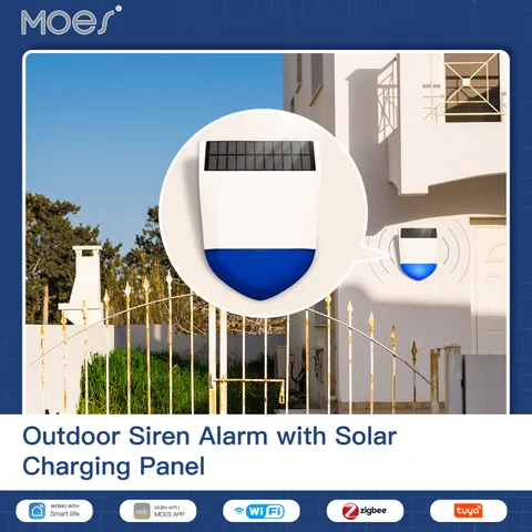 Tuya WiFi Security Sound Light Alarm Solar Charging Sound And Light Sensor Screw