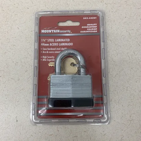 NEW Brinks Mountain Security 202-44001 44mm Steel 1 3/4” Padlock, Hardened Steel