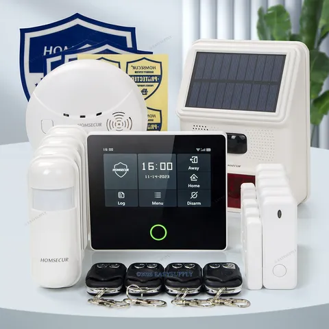 HOMSECUR Wireless WIFI 4G GSM Home Security 4.3" Alarm System+4*PIR+Door Sensor