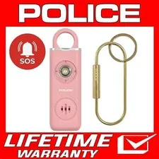 POLICE Personal Alarm Keychain for Women Rechargeable LED Flashlight Pink