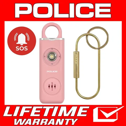 POLICE Personal Alarm Keychain for Women Rechargeable LED Flashlight Pink