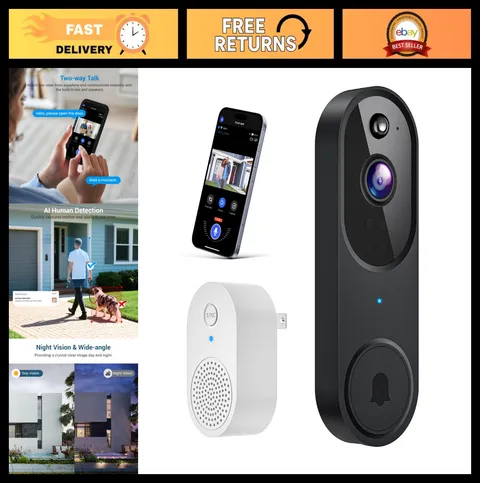 Wireless Wi-Fi Video Doorbell Camera - AI Motion Detection, 2-Way Audio, Night V