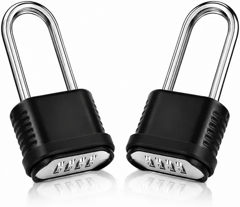 2 Pack 4.13 Inch Long Shackle 4 Digit Combination Padlock Weather Resistant Lock