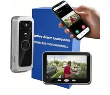 Wireless Doorbell Camera No Subscription with Monitor, 2K HDR Local SD