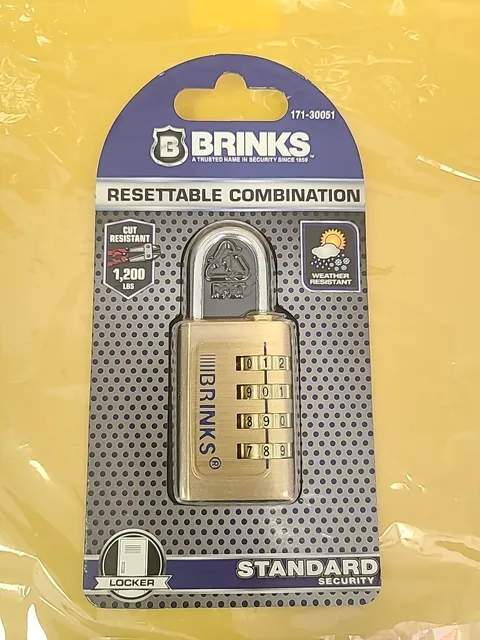 BRINKS - 30mm 4-Dial Resettable Padlock - Chrome Plated  Hardened Steel Shackle