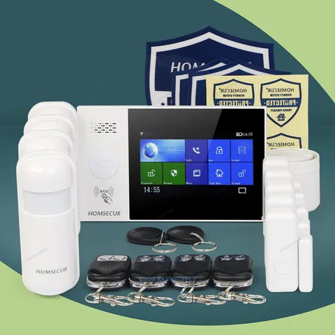 HOMSECUR Wireless WIFI 4G GSM RFID LCD Burglar Intruder Alarm System