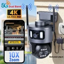 Triple Lens 4K WiFi Security Camera 1-10X Zoom Outdoor Home PTZ Night Vision Cam