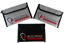 ROLOWAY Security Fireproof Bag 5"x8" Money Wallet Cash Bag 3-Lot Black Gray Red