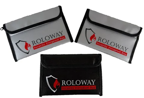 ROLOWAY Security Fireproof Bag 5"x8" Money Wallet Cash Bag 3-Lot Black Gray Red
