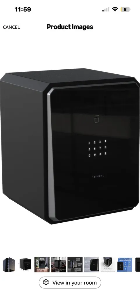 BOFON Large Biometric Safe Black Touchscreen Keypad w/ Emergency Override Key