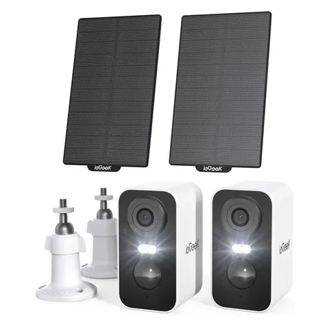 2PCS ieGeek Outdoor Wireless Solar Security Camera Home WiFi Battery CCTV System