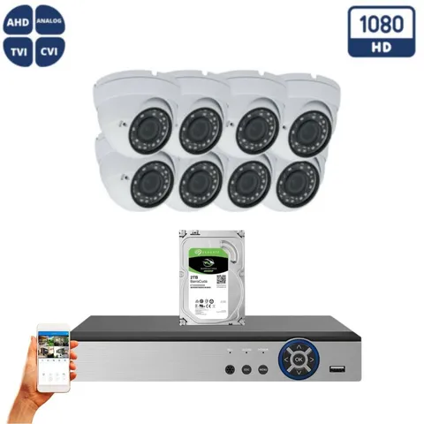 Evertech 8 Channel 1080p Night Outdoor Complete CCTV Security Camera System 2TB