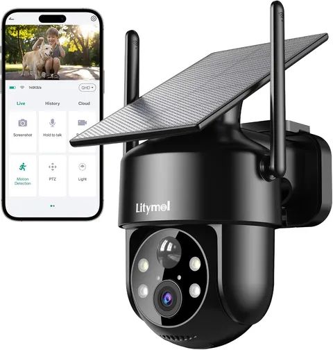 2K 2.4G Wifi Security Cameras Wireless Outdoor, 360° View Solar Cameras for Home