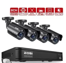 ZOSI H.265+ 5MP 8CH 1080P Outdoor CCTV Security Camera System 1TB IR Nigh Vision