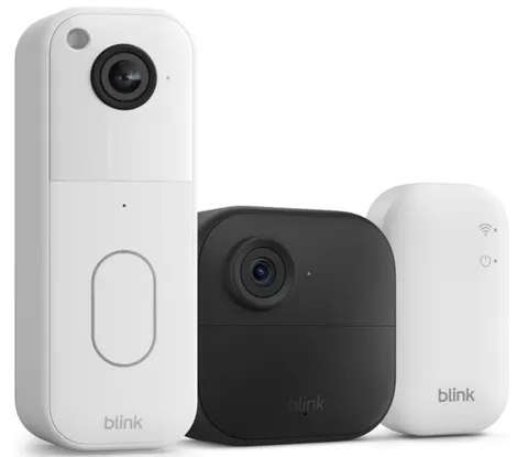 BLINK VIDEO DOORBELL HD, OUTDOOR 4 SECURITY CAMERA & SYNC MODULE BUNDLE FREE SHP