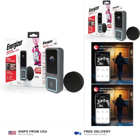 Energizer Smart Doorbell & Chime, Wired 1080p Video Doorbell Security Camera,...