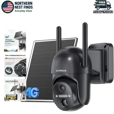 4G LTE Solar Security Camera - 2K Night Vision, 360° View, No WiFi Needed