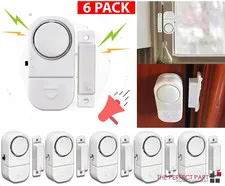 6 Pack Door Window Alarm 95dB Magnetic No Wiring 3 Mode Batteries Included Home