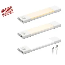 3 Pack 8” Rechargeable Motion Sensor LED Light, Dimmable & 3 Color Temperatures