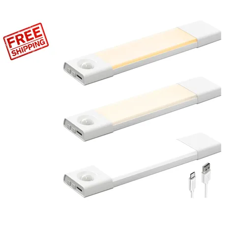 3 Pack 8” Rechargeable Motion Sensor LED Light, Dimmable & 3 Color Temperatures