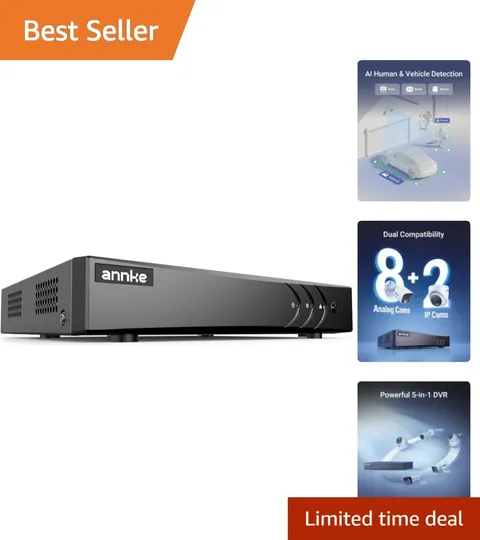 Advanced 8CH Hybrid Security DVR with Human/Vehicle Detection & 3K Lite Video