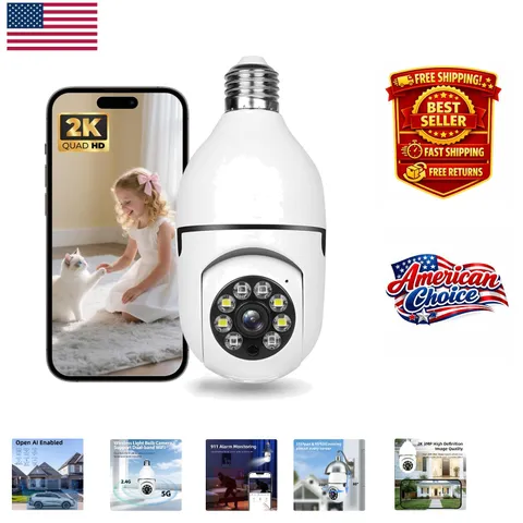 5G & 2.4G Dual-Band Light Bulb Camera - Motion Detection & Local Cloud Storage