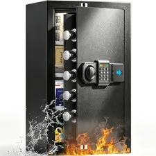 Large Fireproof Waterproof Safe | 6.5 Cuft, 1800°F Protection, Anti-Theft Alarm
