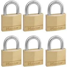 Master Lock 140EURSIX Solid Brass 40mm 4-Pin Lock - Equal Key X 6