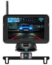 Wireless Backup Camera for Car【6 LED】 5'' AHD 1080P Back up 5 inch, Black