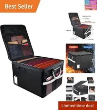 Fireproof Document File Organizer Box, Fireproof Safe Box with Lock, Portable...