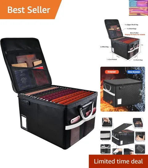 Fireproof Document File Organizer Box, Fireproof Safe Box with Lock, Portable...