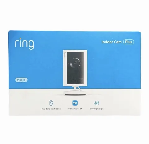 Ring Indoor Cam Plus Retinal Vision 2k HD Camera Video History Low Light Night