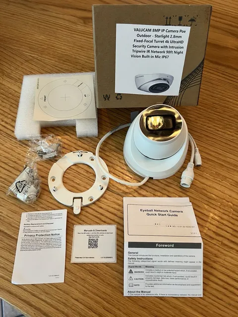 8MP Starlight IP PoE 4K Ultra HD Outdoor IP67 Fixed Turret Night Vision Camera