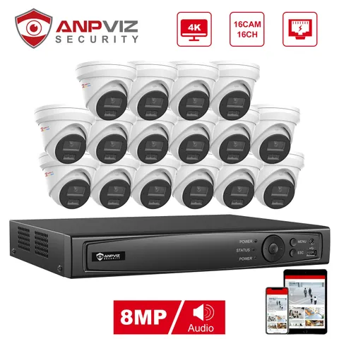 Anpviz 16CH 12MP 4K PoE NVR Security Camera System, AI Human/Vehicle Detection