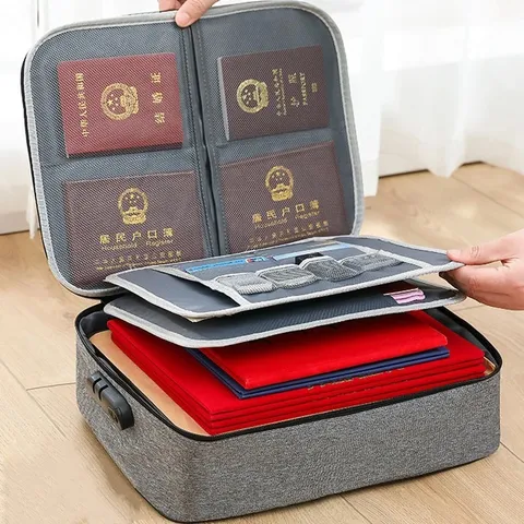 3-Layer Fireproof Document Box with Lock File Storage Box Waterproof Safe Bag US