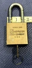 American Lock Co Series 1205 Brass Padlock & Key pad lock vintage