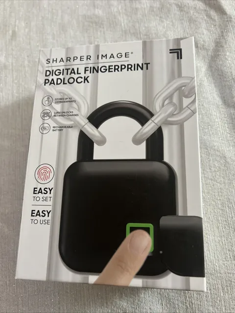 Sharper Image  DIGITAL FINGERPRINT PADLOCK, Black - Brand New, Free Shipping