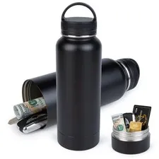 BarGifts 24oz Hidden Safe Secret Water Bottle Stainless Steel - Black