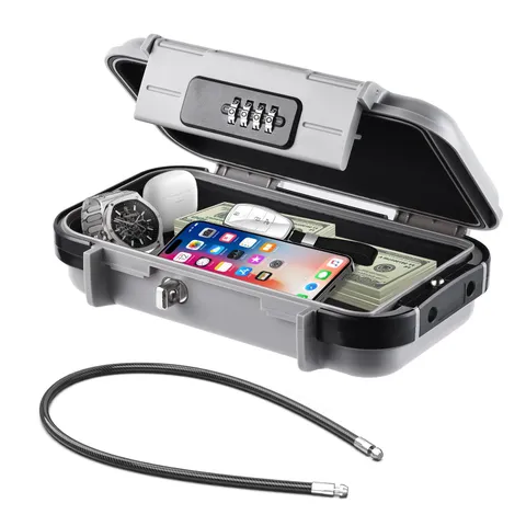 Hurinan Portable Safe Box with Code, [Waterproof Anti-Theft ]Travel Safe, Com...